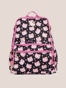 Hello Kitty® × JuJuBe Cherry Blossoms Zealous Backpack Diaper Bag — Black and Pink