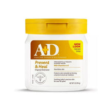 A+D Original Diaper Rash Ointment, a 16 oz container, treats and prevents diaper rash with vitamins A and D.