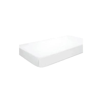 Aden + Anais white crib sheet designed for standard crib mattresses, featuring a smooth, soft fabric.