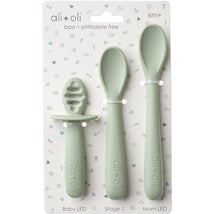 Ali + Oli - 3Pk Multi Stage Spoon Set For Baby | Pine Image 1
