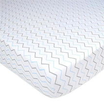 American Baby - Printed 100% Cotton Jersey Knit Fitted Crib Sheet, Blue Zigzag Image 1