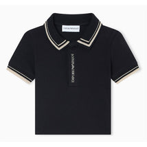 Armani Baby - Baby Boy Short Sleeve Polo Shirt With Piping Detail Navy Image 1