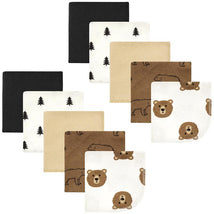 Baby Vision 10Pk Flannel Washcloth, Brown Bear Image 1