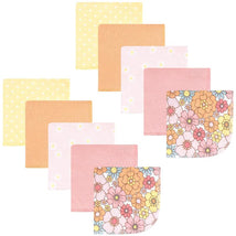 Baby Vision 10Pk Flannel Washcloth, Peace Love & Flowers Image 1