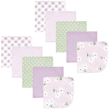 Baby Vision 10Pk Flannel Washcloth, Purple Dainty Floral Image 1
