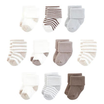 Baby Vision 10Pk Organic Terry Socks 10Pk, Neutral Stripes Image 1