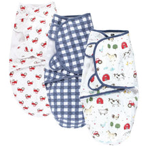 Baby Vision - 3Pk Hudson Baby Infant Boy Quilted Cotton Swaddle, Boy Farm Animals Image 1