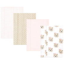 Baby Vision - 4Pk Flannel Burp Cloth Pink Taupe Bear Image 1