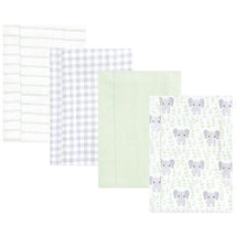 Baby Vision 4Pk Flannel Burp Cloths, Leafy Elephant Image 1