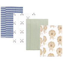 Baby Vision 4Pk Flannel Burp Cloths, Modern Lion Image 1