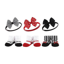 Baby Vision 6Pk Headband & Sock Set, Red Houndstooth Image 1