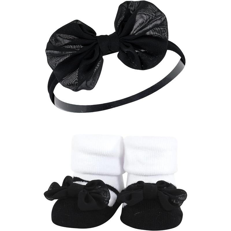 Baby Vision - Hudson Baby Girl's Headband and Socks Giftset, Black/Silver Image 4