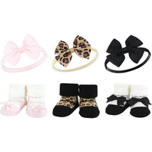 Baby Vision - Hudson Baby Girl's Headband and Socks Giftset, Leopard Image 1