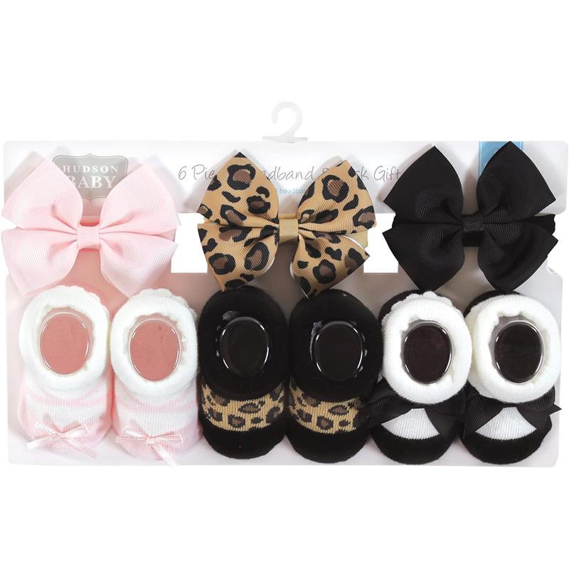 Baby Vision - Hudson Baby Girl's Headband and Socks Giftset, Leopard Image 4