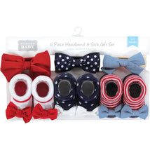 Baby Vision - Hudson Baby Girl's Headband and Socks Giftset, Red Chambray Image 2