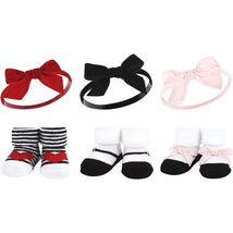 Baby Vision - Hudson Baby Girl's Headband and Socks Giftset, Red Pink Image 1