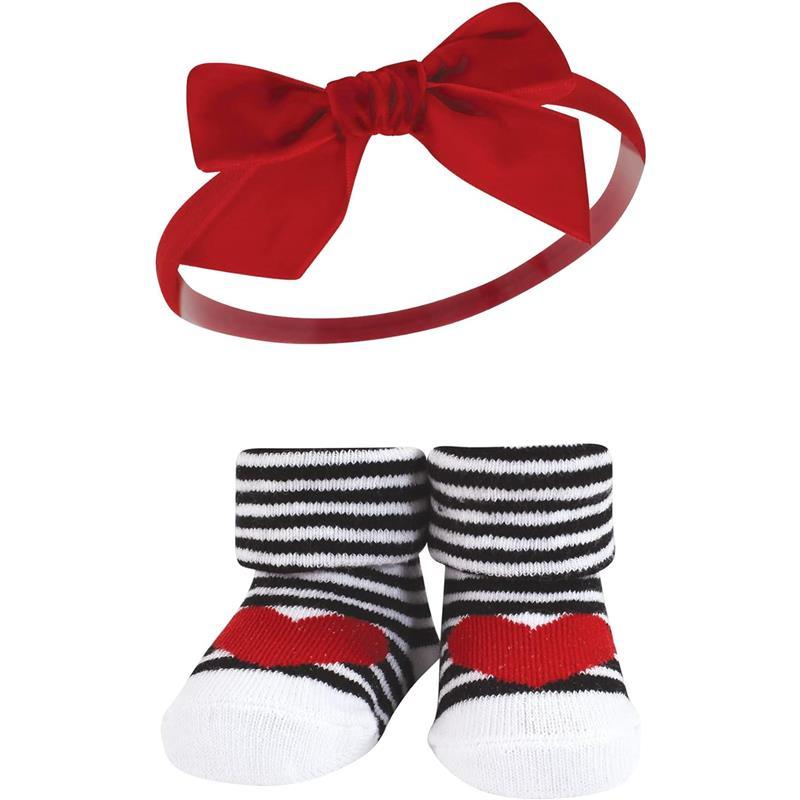 Baby Vision - Hudson Baby Girl's Headband and Socks Giftset, Red Pink Image 3