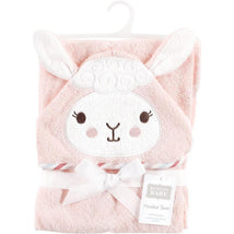 Baby Vision - Hudson Baby Unisex Baby Cotton Animal Face Hooded Towel, Pink Llama Image 2