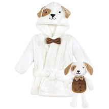 Baby Vision - Hudson Baby Unisex Baby Plush Bathrobe and Toy Set, Dog Image 1