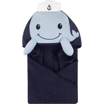 Baby Vision - Little Treasure Unisex Baby Cotton Animal Face Hooded Towel, Sailor Whale Image 1