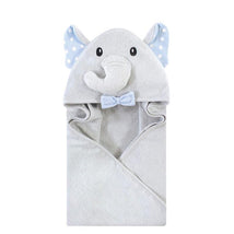 Baby Vision Unisex Baby Cotton Animal Face Hooded Towel, White Dots Gray Elephant, One Size Image 1