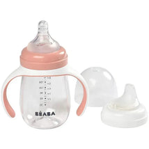 Beaba - 2-in-1 Bottle To Sippy Learning Cup, Rose Image 1