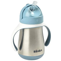 Beaba - Stainless Steel Straw Sippy Cup with Handles, Rain Image 1