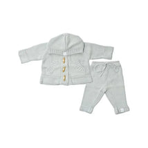 Beba Bean Knit Hoodie And Pant Set, Blue Image 1