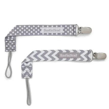 Booginhead - Pacifier Clip Pacigrip 2Pk, Grey Chevron/Dots Image 1