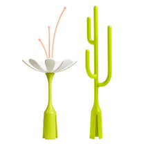 Boon POKE & STEM Drying Rack Accessory Bundle featuring a flower and cactus design for drying baby items, in vibrant colors.