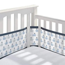 BreathableBaby - Classic Breathable Mesh Crib Liner, Little Whale Navy Image 1