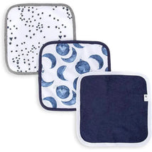 Burts Bees - 3Pk Hello Moon! Baby Washcloths, Blue Indigo Image 1