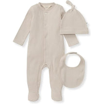 Burts Bees - 3Pk Jumpsuit, Hat & Bib Set, Limestone Image 1