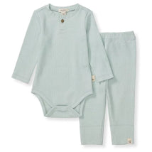 Burts Bees - Baby Unisex Thermal Bodysuit & Pant Set, Cloudy Image 1