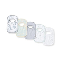 Burts Bees - Set Of 5 Hello Moon Lap Shoulder Bibs, Quarry Image 1
