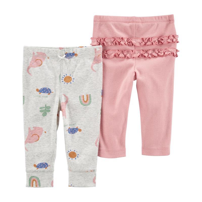 Carters - Baby Girl 2Pk Cotton Pants, Gray/Pink