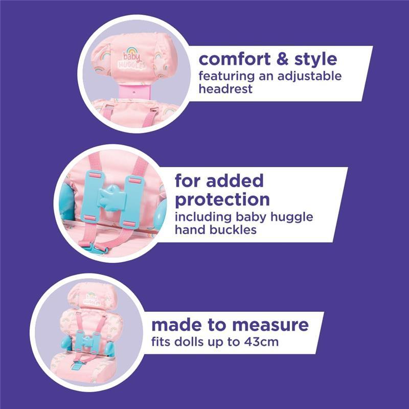 Casdon - Baby Huggles Toys Pink Booster Seat, Car Seat For Dolls Sizes Up to 14, Playset for Children Aged 3 plus Image 4