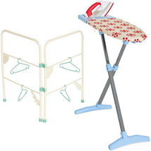 Casdon - Ironing Set, Board and Iron for Children Aged 3 plus with Folding Clothes Airer and Hangers Included Image 1