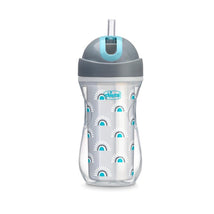 Chicco Insulated Flip-Top Straw Cup 9Oz, Silver/Blue Sunburst, 12M+ (1Pk) Image 1