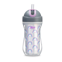Chicco Insulated Flip-Top Straw Cup 9Oz, Silver/Purple Rainbow, 12M+ Image 1