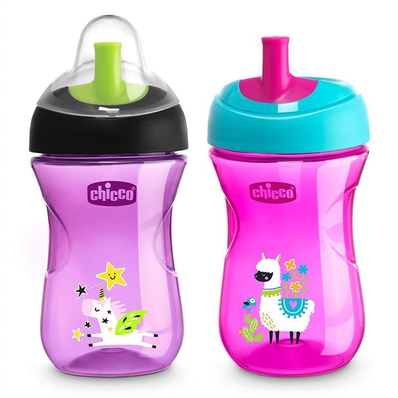Nuby Flip-it Kids On-The-Go Printed Water Bottle with Bite Proof Hard Straw  
