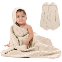 Comfy Cubs 2Pk Hooded Towels 6 Layers, Sand Image 1