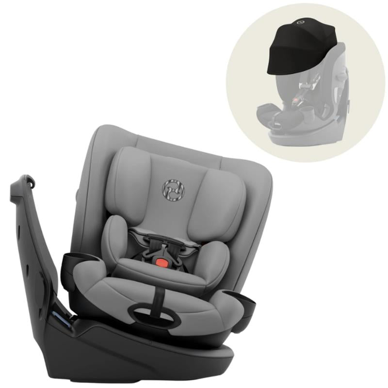 canopy cybex Cybex Callisto G 360 Select Rotating All-In-One Convertible Car Seat Grey + Black Canopy Bundle