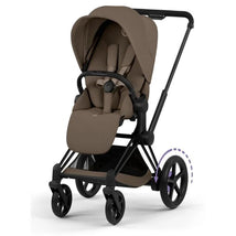 Cybex E-Priam Stroller, Matte Black Frame/Coconut Brown Lux Seat Image 1