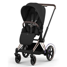 Cybex E-Priam Stroller, Rose Gold Frame/Sepia Black Lux Seat Image 1