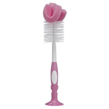 Dr. Brown's Reusable Sponge Baby Bottle Cleaning Brush with Suction Cup Stand, Pink Image 1