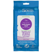 Dr. Brown - 30 Count Tooth & Gum Healthy Wipes, Fluoride-Free Oral Care For Babies, Grape Flavor Image 1