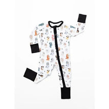 Ellie Sue - Baby Blue Dog & Friends Bamboo Zipper Romper Image 1