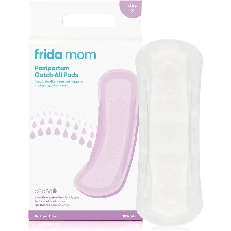 Frida Baby - Frida Mom Postpartum Pads, Leak Proof Feminine Care Maxi Pads, 6 Layers of Protection, 18ct | MacroBaby Frida Baby - Frida Mom Postpartum Pads, Leak Proof Feminine Care Maxi Pads, 6 Layers of Protection, 18ct | MacroBaby