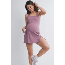 Hello Miz Racerback Active Maternity Mini Dress with Inner Shorts Image 1